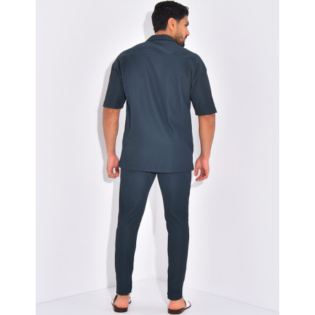 Ensemble pantalon et chemise plissé