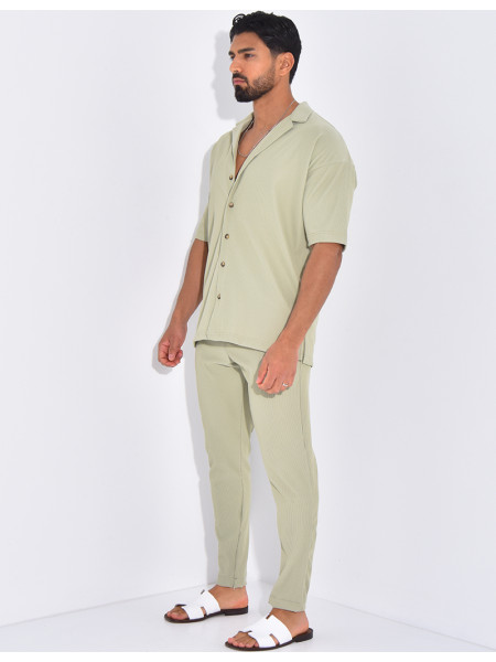 Ensemble pantalon et chemise plissé