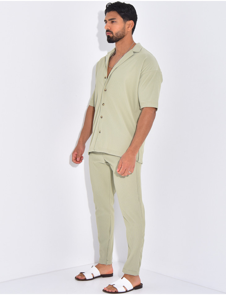 Ensemble pantalon et chemise plissé