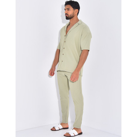Ensemble pantalon et chemise plissé