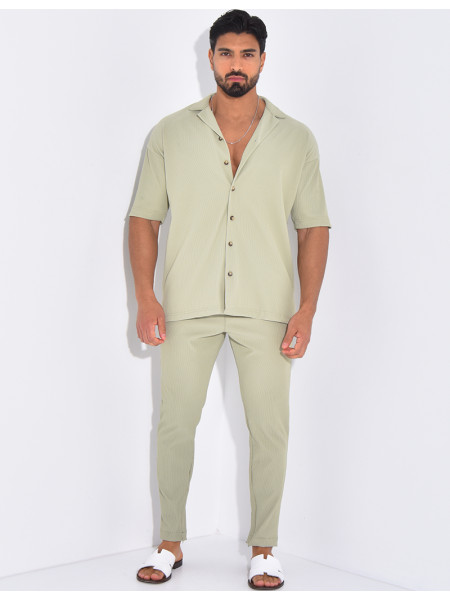 Ensemble pantalon et chemise plissé