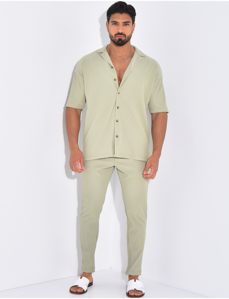 Ensemble pantalon et chemise plissé