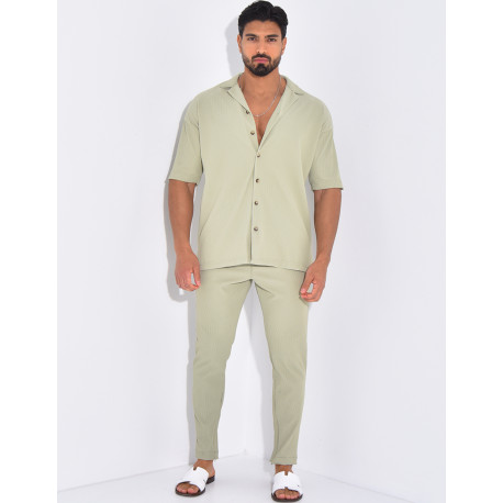 Ensemble pantalon et chemise plissé