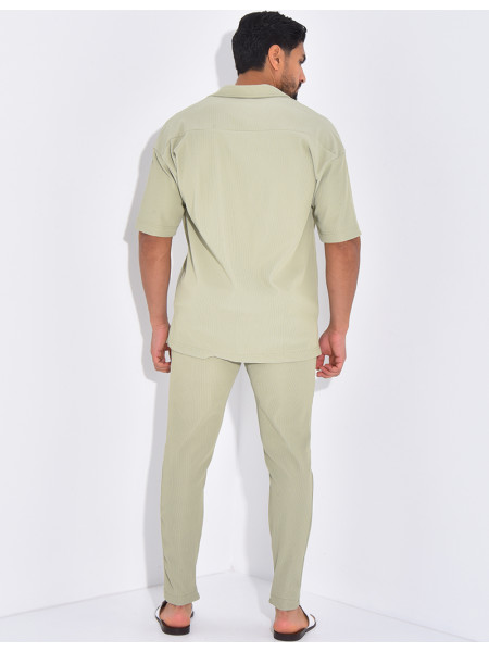 Ensemble pantalon et chemise plissé