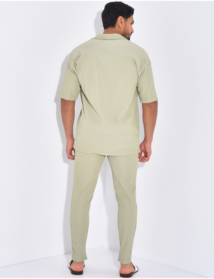 Ensemble pantalon et chemise plissé