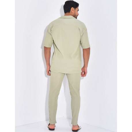 Ensemble pantalon et chemise plissé