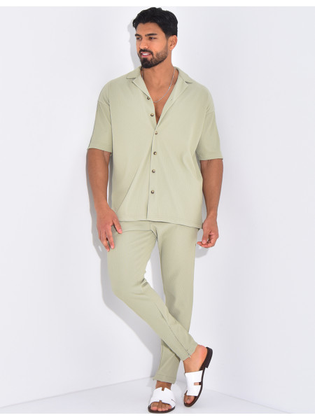 Ensemble pantalon et chemise plissé