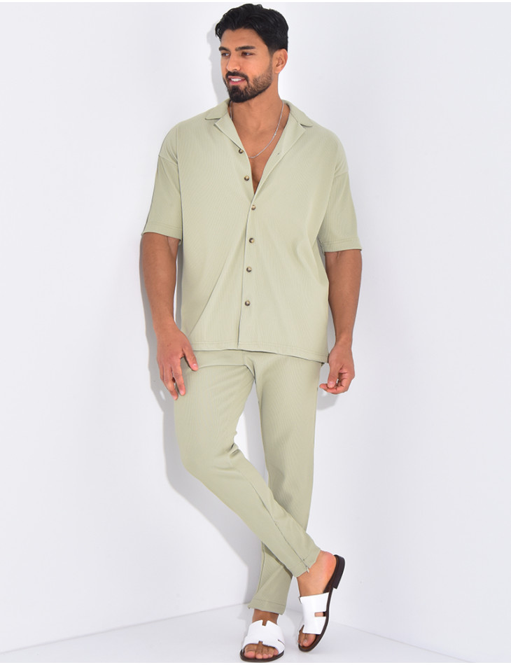 Ensemble pantalon et chemise plissé