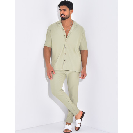 Ensemble pantalon et chemise plissé