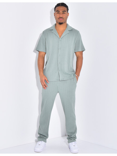 Ensemble pantalon et chemise texturé