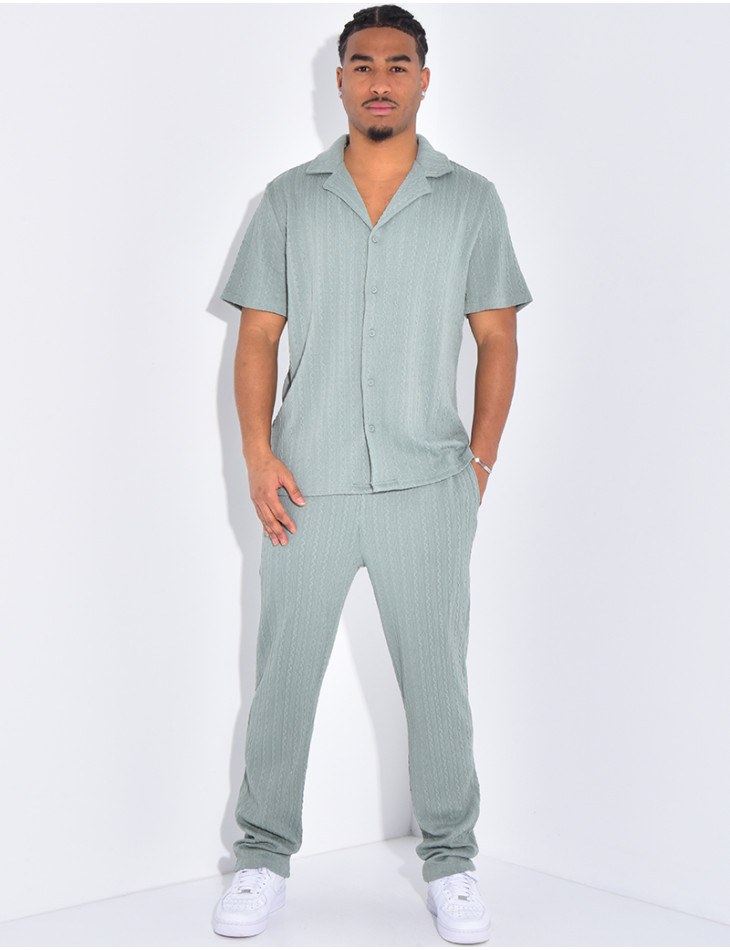 Ensemble pantalon et chemise texturé