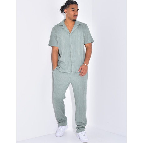 Ensemble pantalon et chemise texturé
