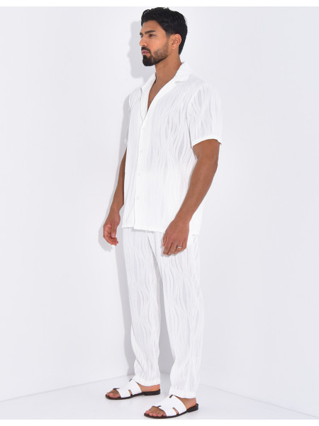Ensemble pantalon et chemise plissé
