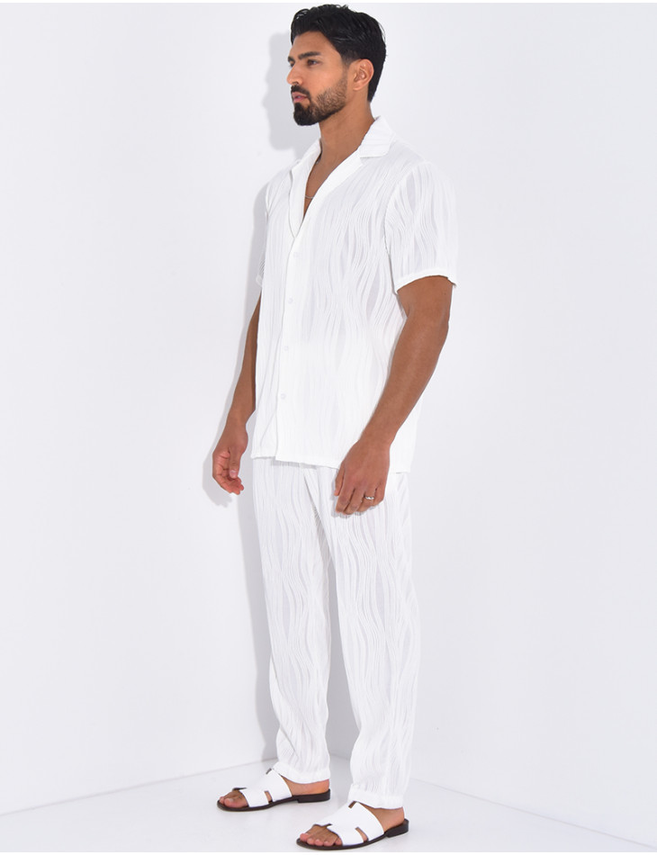 Ensemble pantalon et chemise plissé