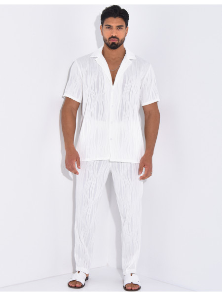 Ensemble pantalon et chemise plissé