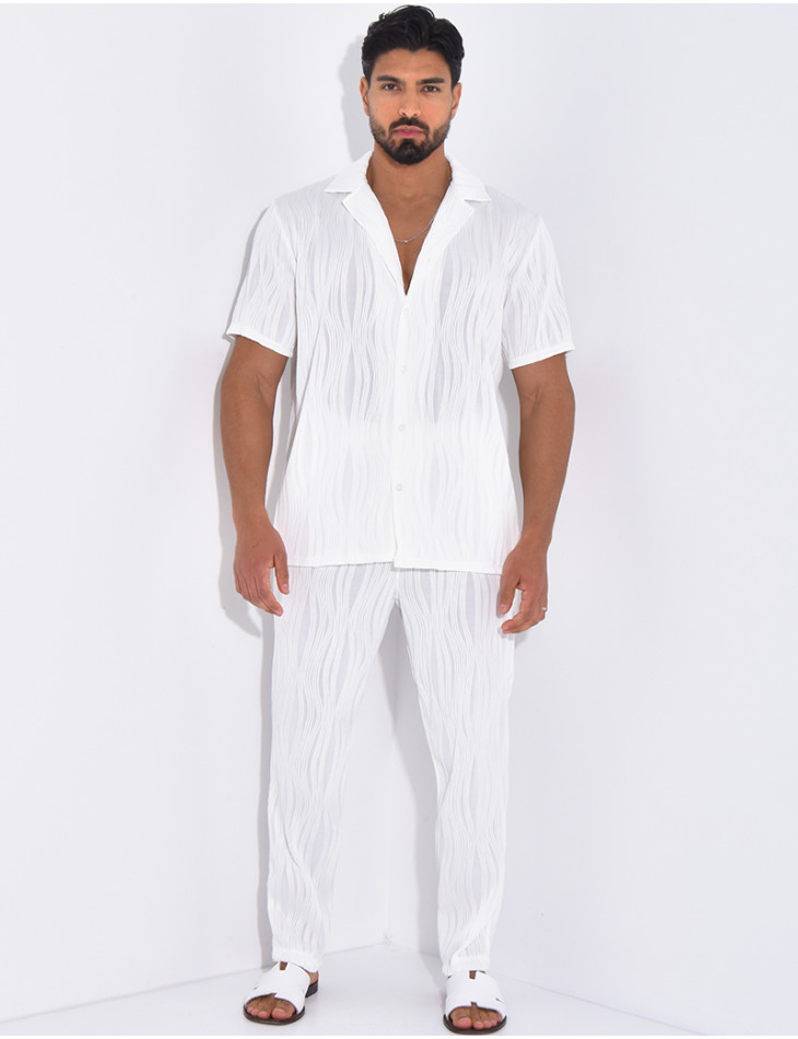 Ensemble pantalon et chemise plissé