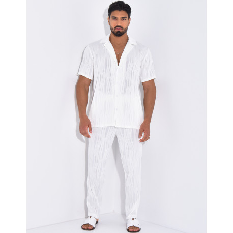 Ensemble pantalon et chemise plissé