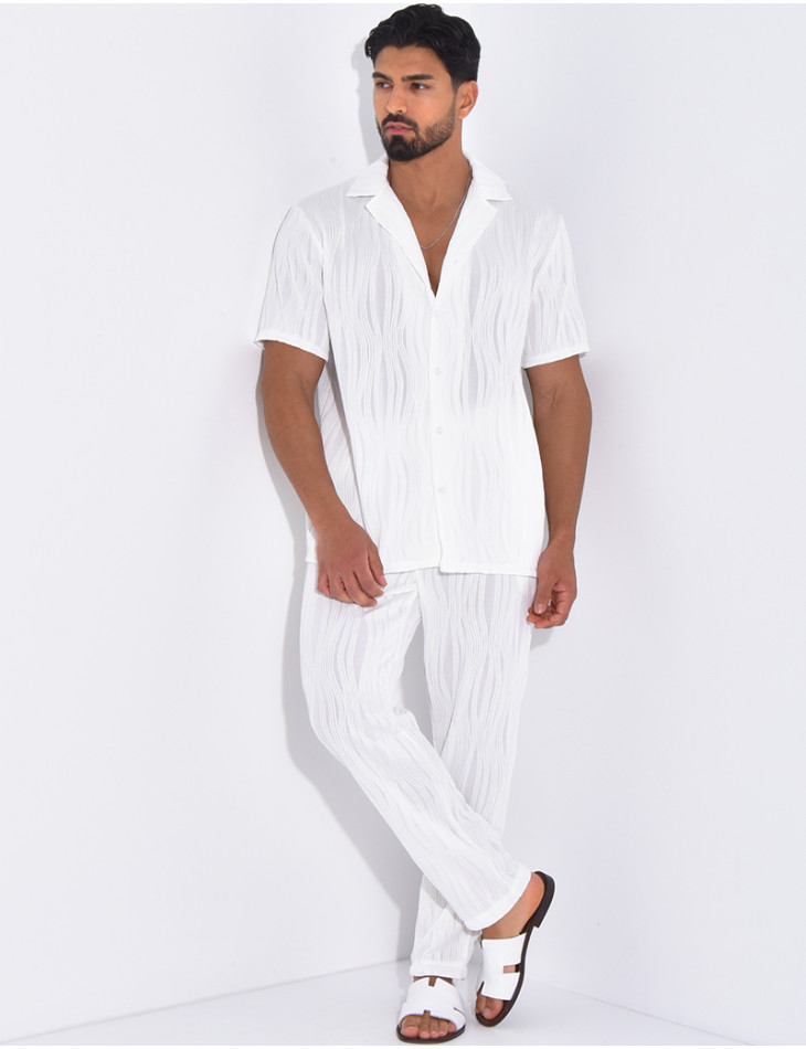 Ensemble pantalon et chemise plissé