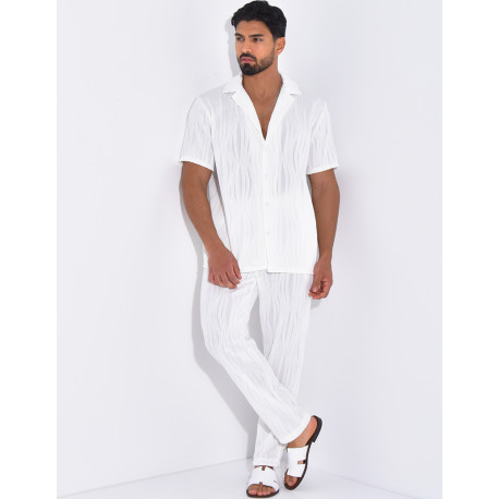 Ensemble pantalon et chemise plissé