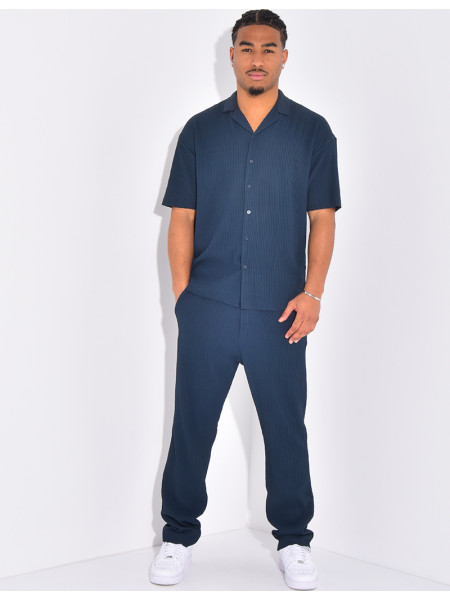 Ensemble plissé pantalon et chemise manches courtes