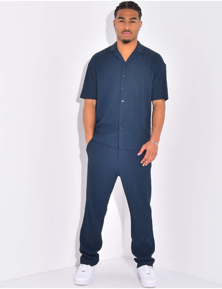 Ensemble plissé pantalon et chemise manches courtes