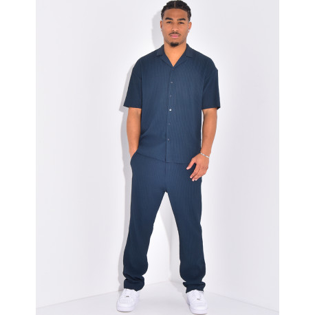 Ensemble plissé pantalon et chemise manches courtes