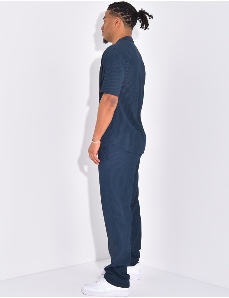 Ensemble plissé pantalon et chemise manches courtes