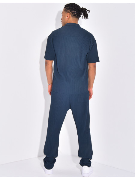 Ensemble plissé pantalon et chemise manches courtes