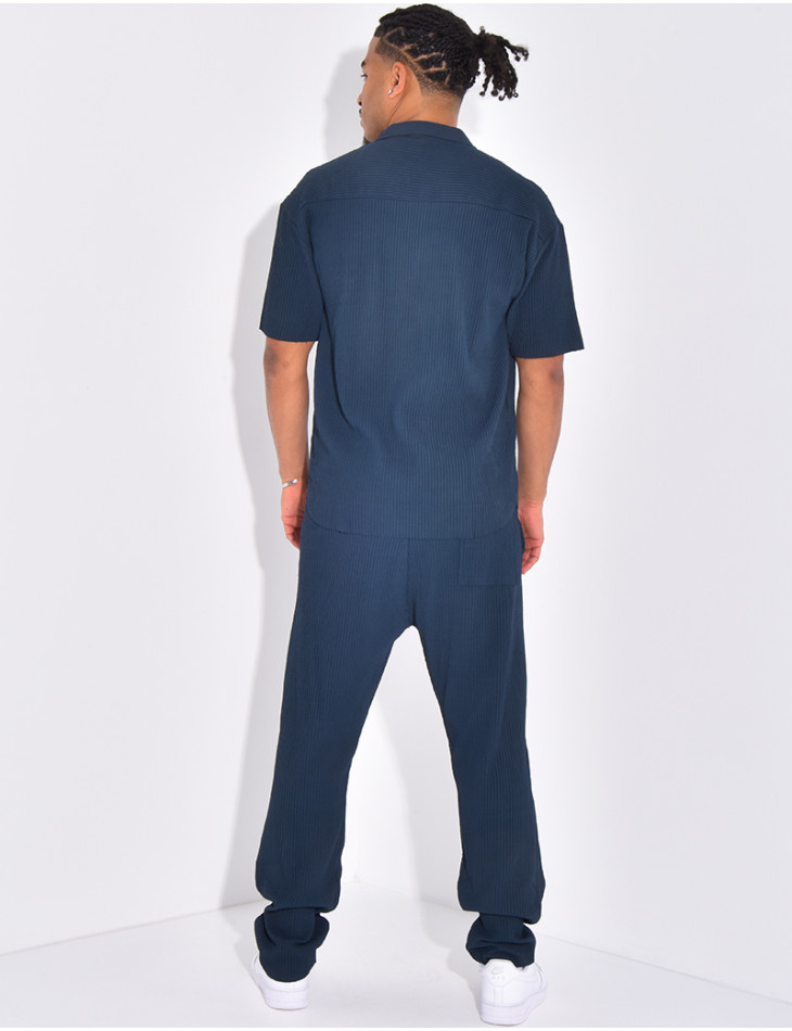 Ensemble plissé pantalon et chemise manches courtes