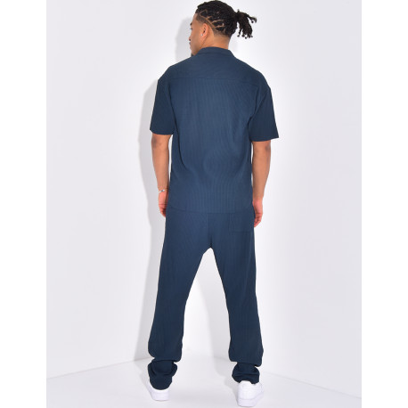 Ensemble plissé pantalon et chemise manches courtes