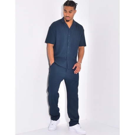 Ensemble plissé pantalon et chemise manches courtes