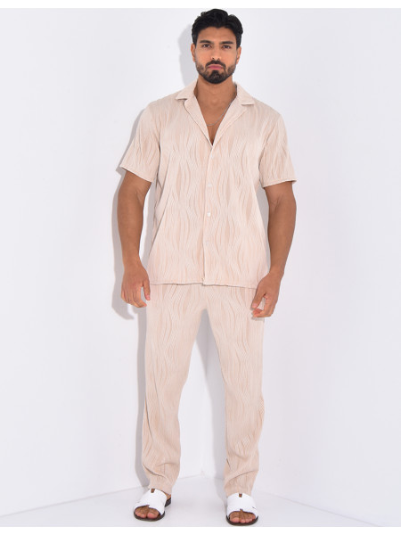 Ensemble pantalon et chemise plissé