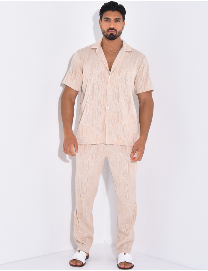 Ensemble pantalon et chemise plissé