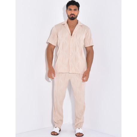 Ensemble pantalon et chemise plissé