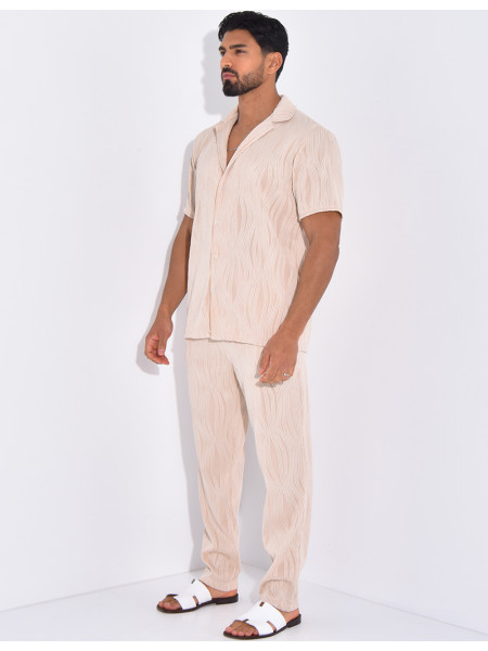 Ensemble pantalon et chemise plissé