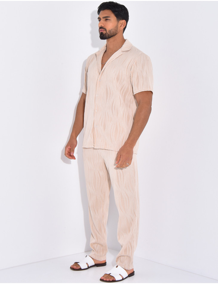 Ensemble pantalon et chemise plissé