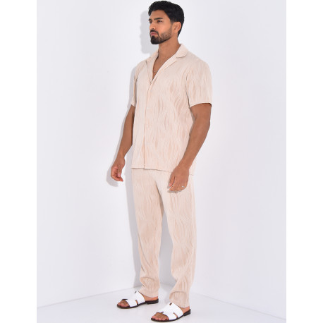 Ensemble pantalon et chemise plissé