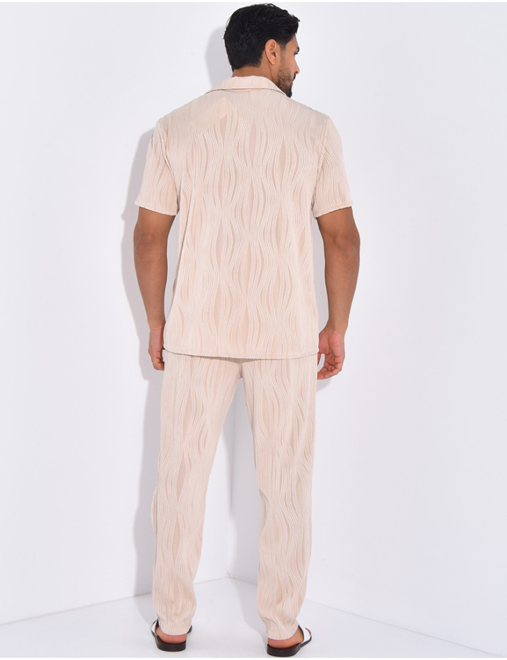 Ensemble pantalon et chemise plissé