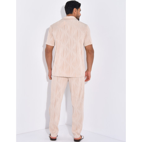 Ensemble pantalon et chemise plissé