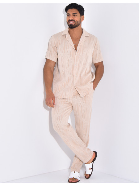 Ensemble pantalon et chemise plissé