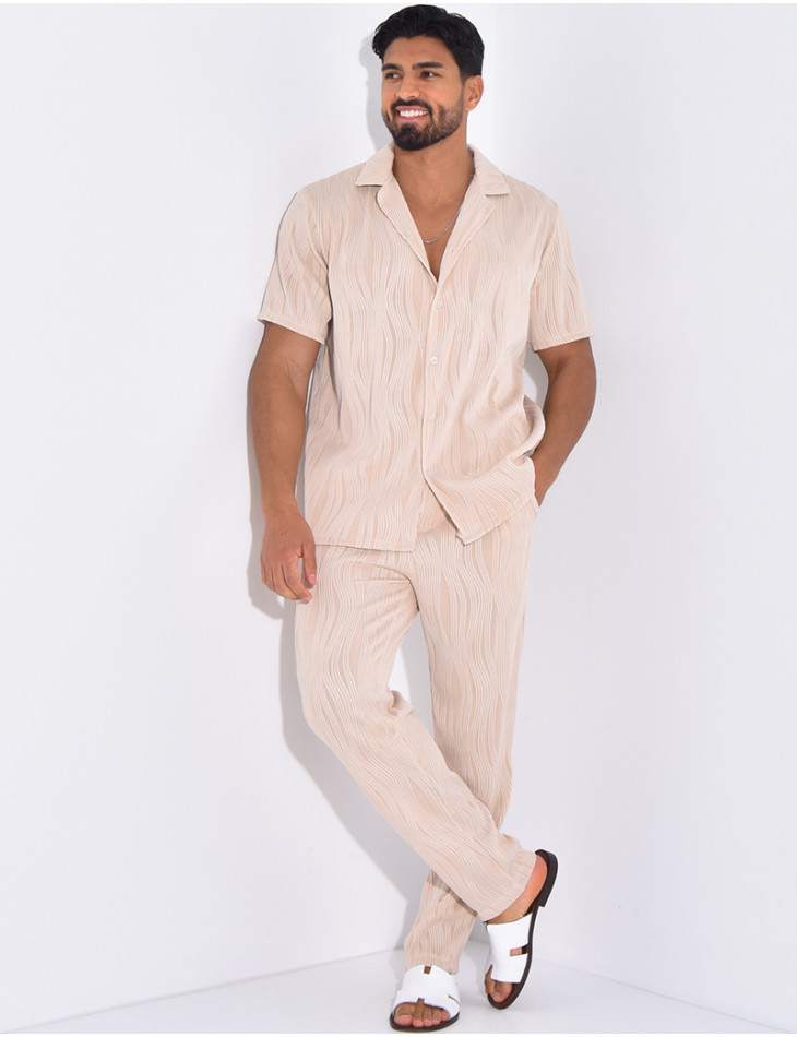Ensemble pantalon et chemise plissé