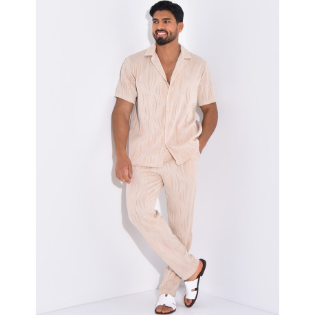Ensemble pantalon et chemise plissé