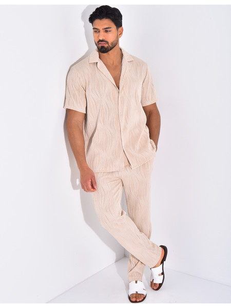Ensemble pantalon et chemise plissé