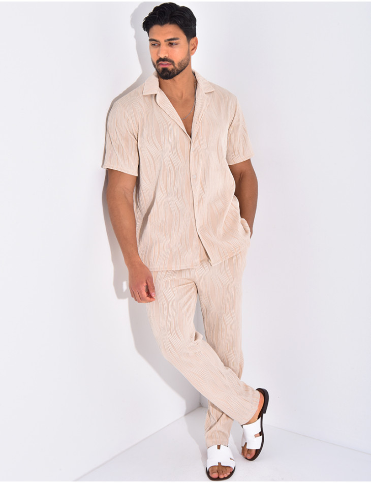 Ensemble pantalon et chemise plissé