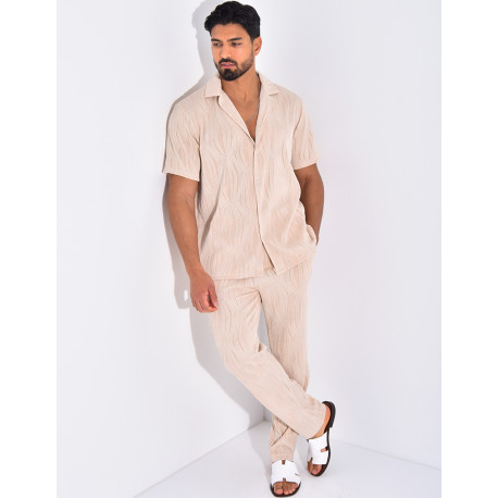 Ensemble pantalon et chemise plissé