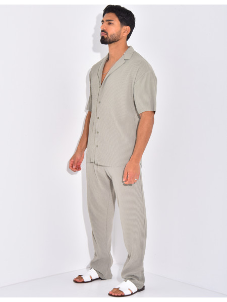 Ensemble plissé pantalon et chemise manches courtes