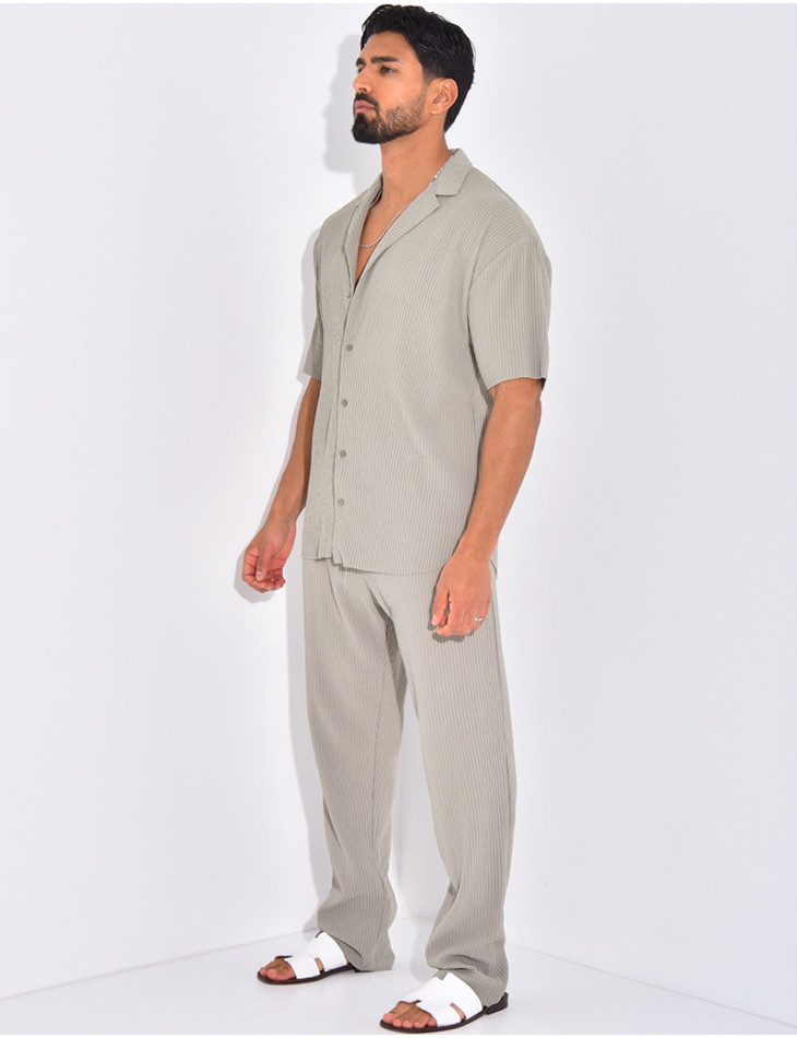 Ensemble plissé pantalon et chemise manches courtes