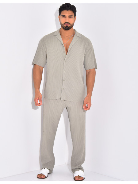 Ensemble plissé pantalon et chemise manches courtes