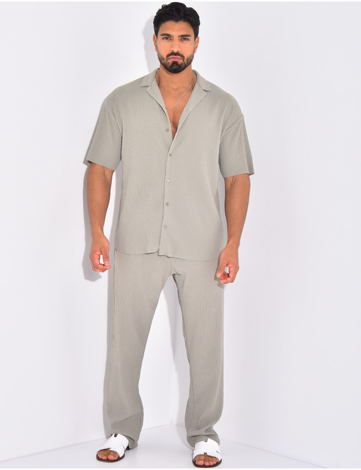 Ensemble plissé pantalon et chemise manches courtes