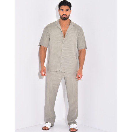 Ensemble plissé pantalon et chemise manches courtes